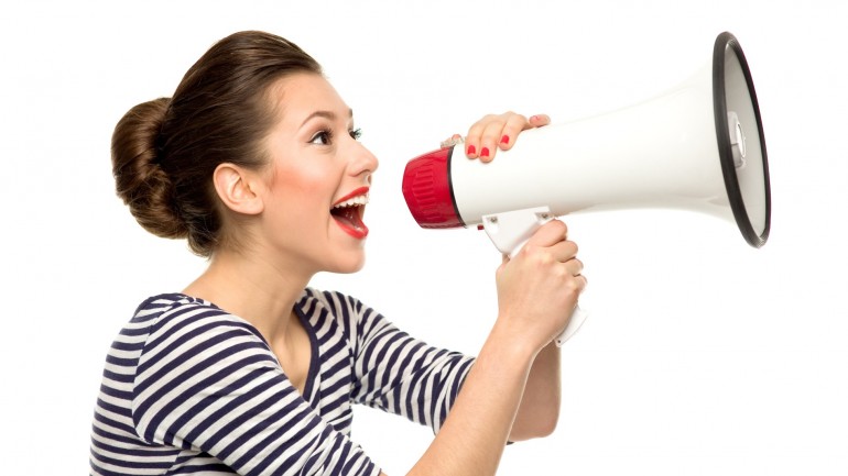 Woman with megaphone